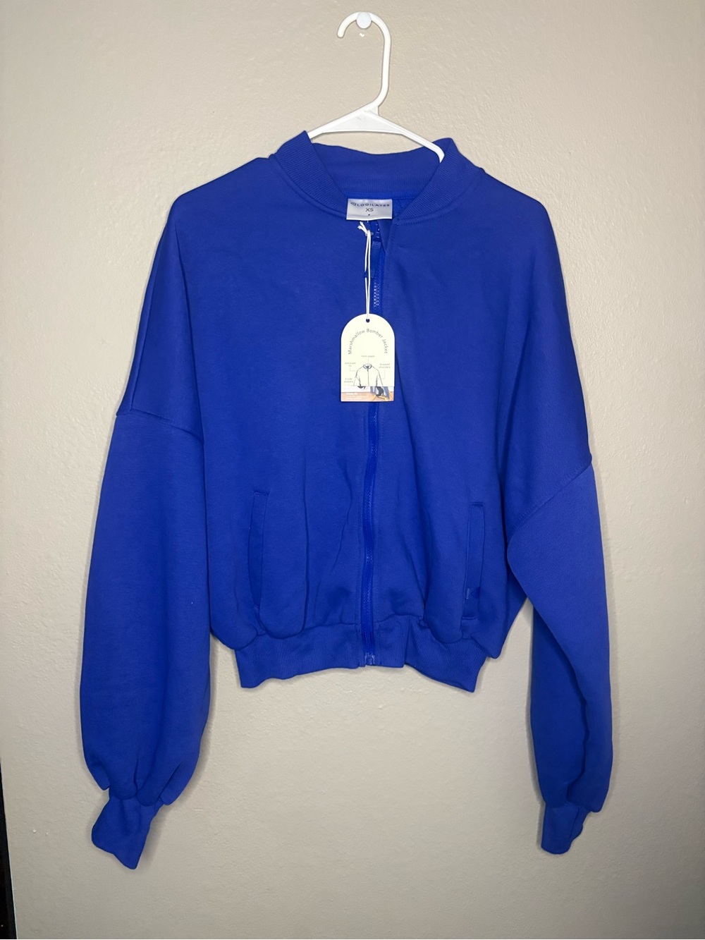 Blogilates Bright Blue Marshmallow Bomber Jacket